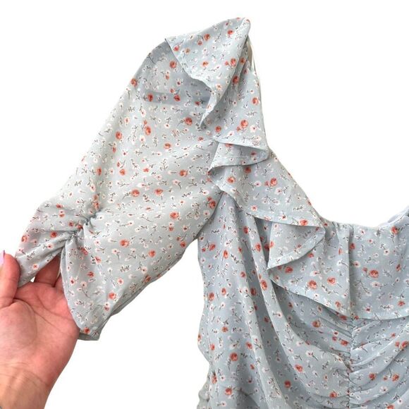 ASTR THE LABEL Ruffle Neck Ruched Mini Dress Sz M - Picture 3 of 5